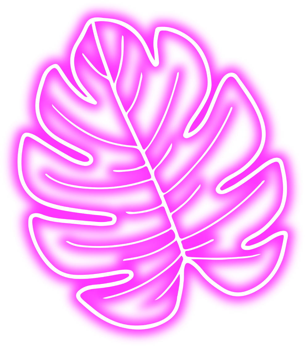 Pink neon tropical leaves element illustration